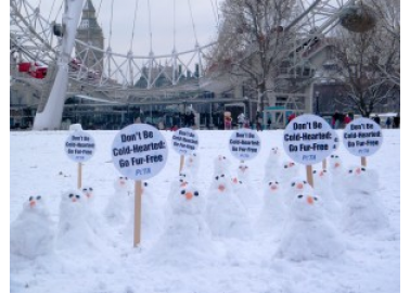 Snow Activists Urge Londoners to Give Fur the Cold Shoulder