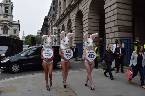 Somerset House PETA demo against fur, angora and other cruel fashion items