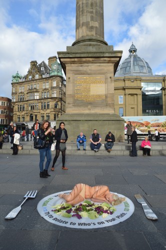 Nearly-naked Natalie poses for PETA's vegan demo