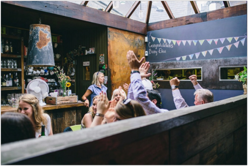 Happy wedding guests