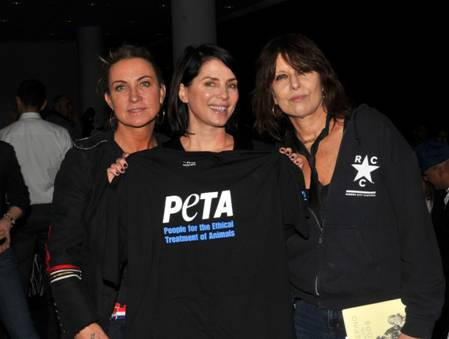 Chrissie, Meg and Sadie at PETA event