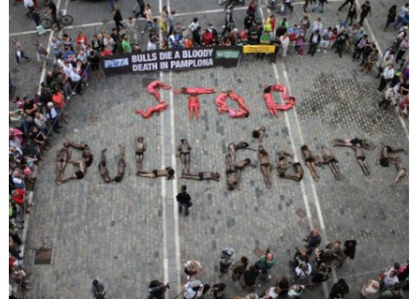 PETA Protesters Lie Naked in Pamplona to Protest Bullfights