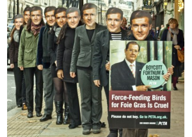 Army of 007s Protest Fortnum & Mason’s Foie Gras Cruelty