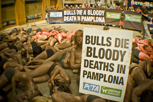 Pamplona Anti Bullfighting Demonstration 2011