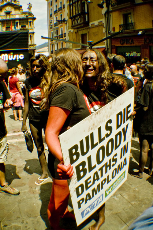 Pamplona Anti Bullfighting Demonstration 2011