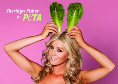 Sheridyn Fisher Swaps Lingerie for Lettuce Leaves in New Easter-Themed PETA Ad