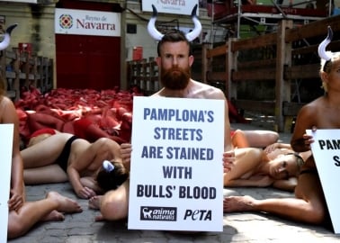 Photos: Pamplona’s Streets Run Red With ‘Blood’ in San Fermín Protest