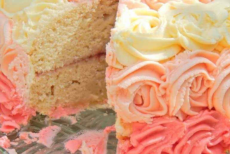 Ombre vanilla dream cake from Katy at littlemissmeatfree.co.uk