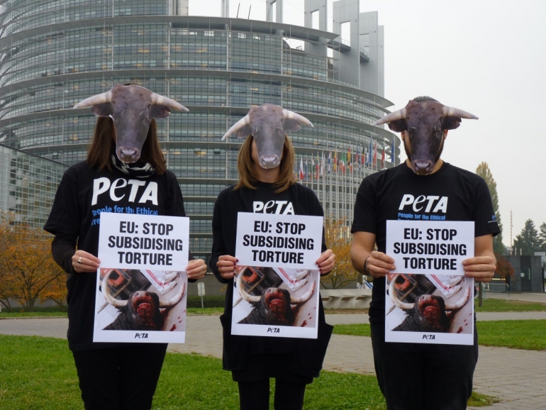 PETA France protests EU bullfighting subsidies