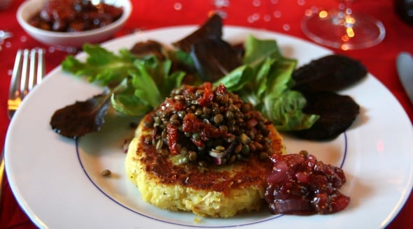 Vegan Christmas Root Vegetable Fritter with Chutney