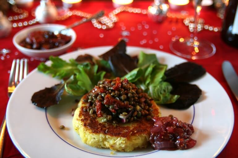 Vegan Christmas Root Vegetable Fritter with Chutney