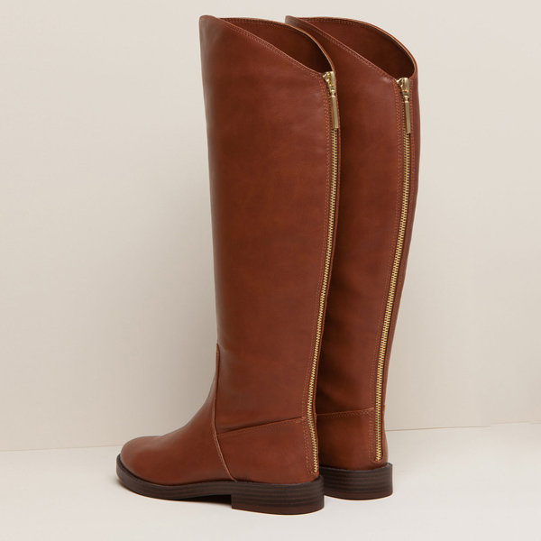 Pull&Bear Zip Up Tan Boots