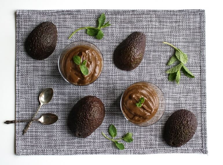 mint chocolate avocado pudding