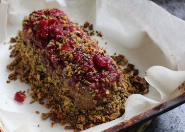 Recipe: Level Up Your Vegan Roast with Cranberry Compote and Crushed Pistachio Crust