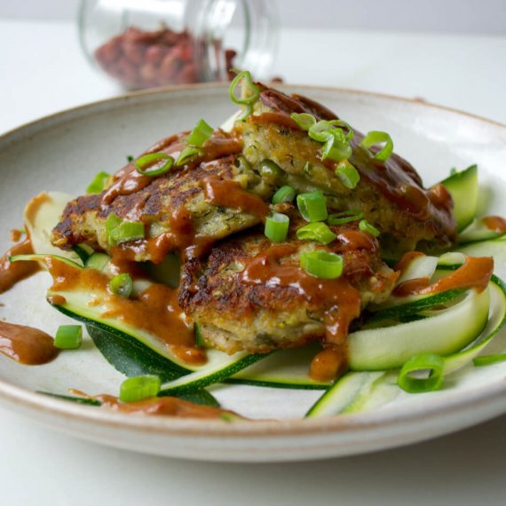 Courgette Fritters With Thai Peanut Sauce