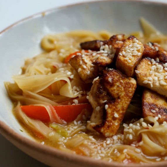 Miso Noodle Soup with Fried Tofu