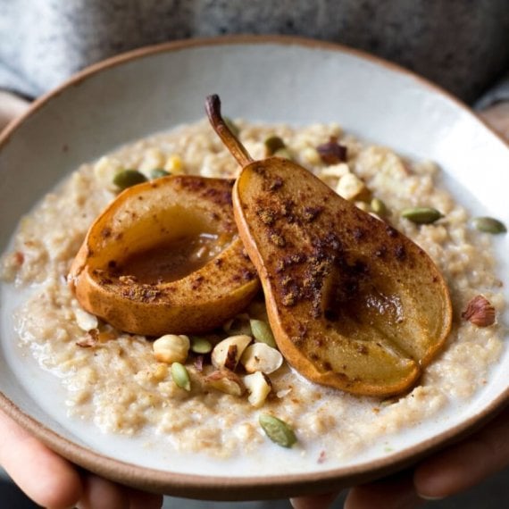 Spiced Porridge With Grilled Pears
