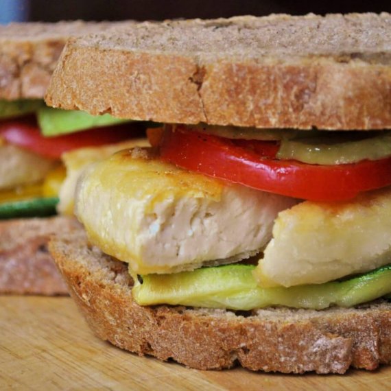 Tofu Cutlet and Roasted Veg Sandwich