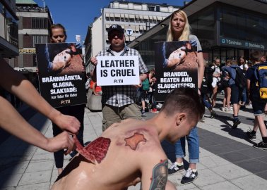 Man’s ‘Skin’ Torn Off to Highlight Suffering of Animals Killed for Leather