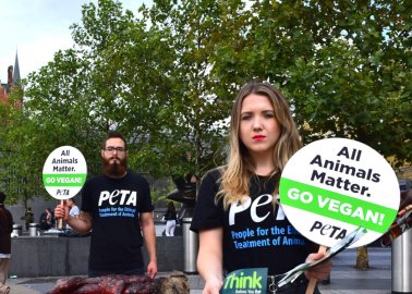 PETA Protesters Stage ‘Dog Roast’ in London