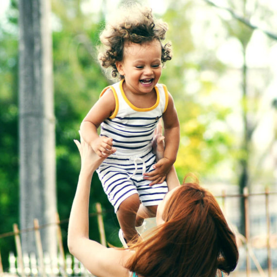 Mother and child playing