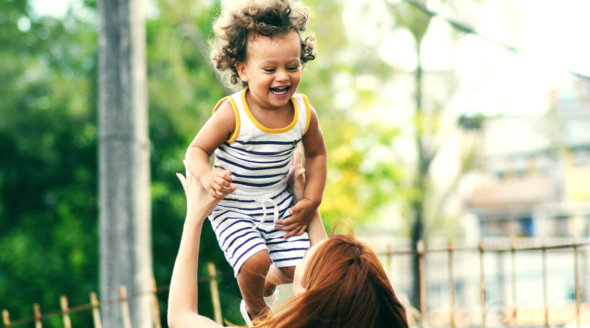 Mother and child playing