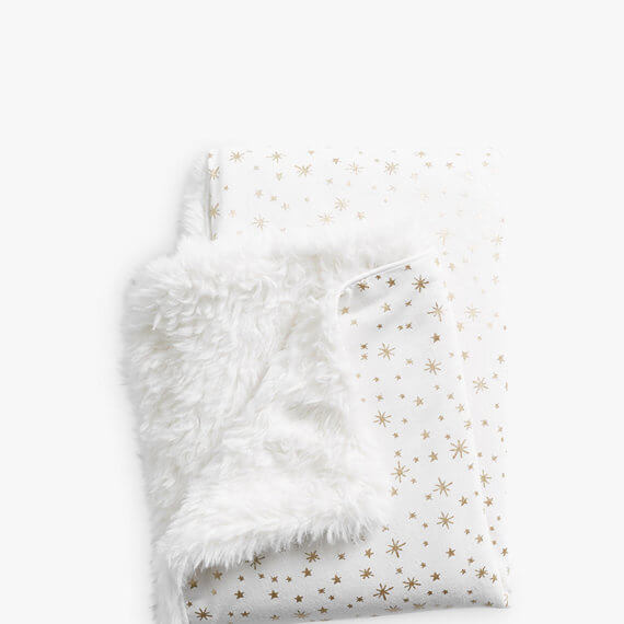 Pottery Barn Kids Metallic Stars Sherpa Baby Blanket Ivory