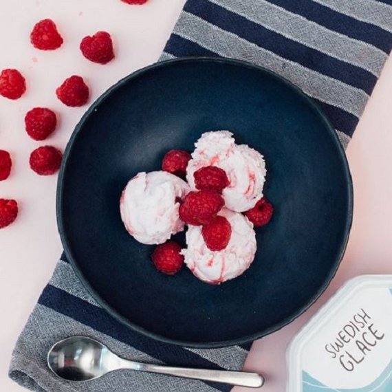 Swedish Glace Ice Cream in a Bowl with Berries