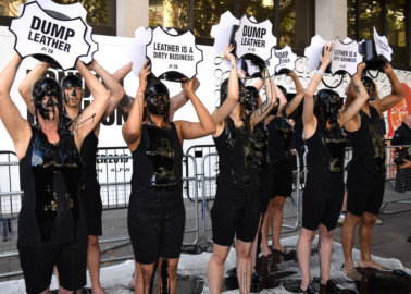 PETA Supporters Stage ‘Dirty’ Leather Protest at London Fashion Week