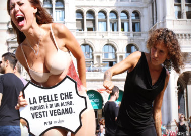 Italian Star Daniela Martani ‘Skinned Alive’ to Protest Leather at Milan Fashion Week