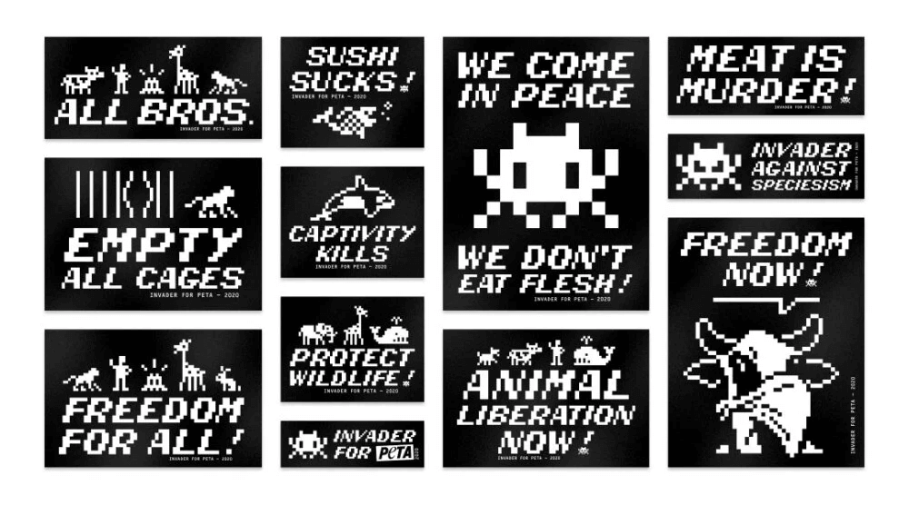 T-shirt Invader X PETA Collection Antispéciste - Taille XL - Neuf Avec étiquettes - Noir
