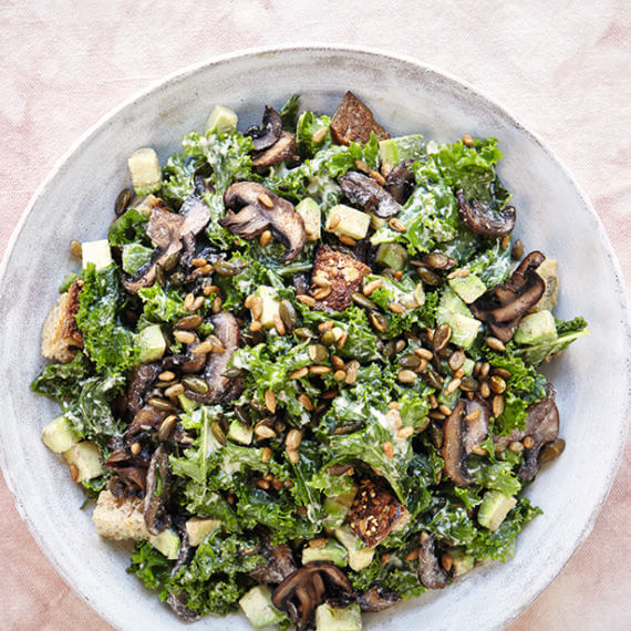 Creamy Kale and Mushroom Salad by Deliciously Ella
