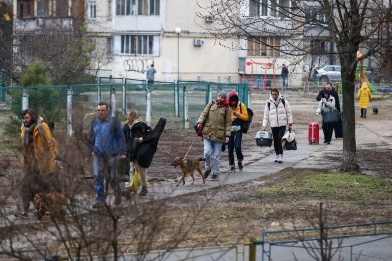 People with things in Kyiv - 24 Feb 2022