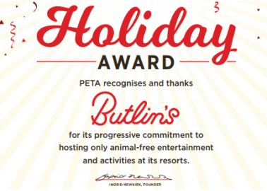 PETA Holiday Award: Butlin’s Resorts Are Now Animal-free
