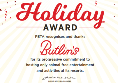 PETA Holiday Award: Butlin’s Resorts Are Now Animal-free