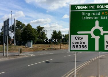 Leicester, Your Destination Is Vegan Pie Roundabout