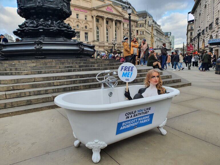 Faye Winter Orca PETA London Protest Jet2Holidays 2022