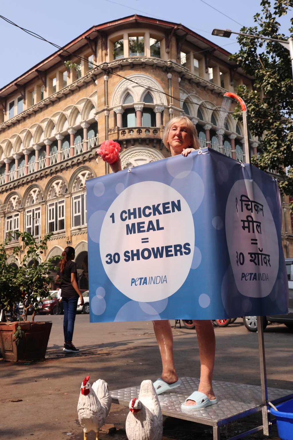 PETA Founder’s Public Shower Highlights Meat’s Devastating Role in Drought