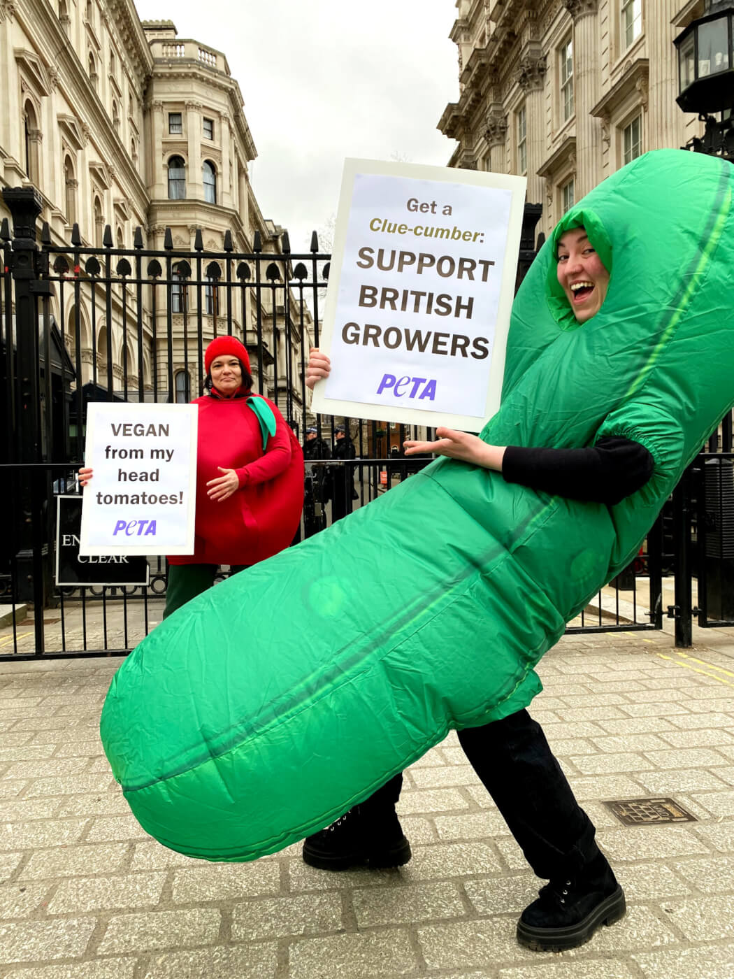 Amid Vegetable Shortage, Dancing ‘Tomato’ and ‘Cucumber’ Urge Support