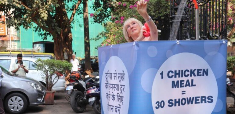 ingrid India shower protest