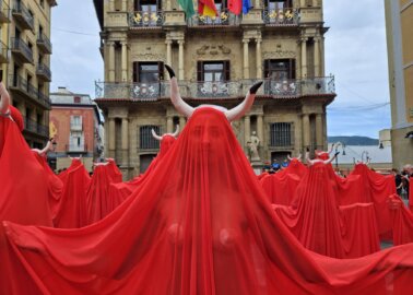 Nude Activists Create ‘Sea of Blood’ to Protest Pamplona’s Sadistic Bullfights