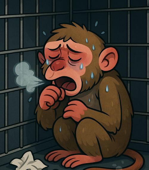 An AI image of a monkey being used in an animal testing lab in Britain