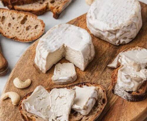 A cheeseboard featuring vegan cheese from Jay & Joy