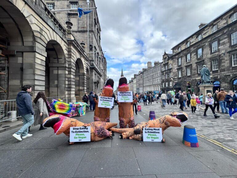 Activists stressed as dinosaurs running through the streets of Edinburgh
