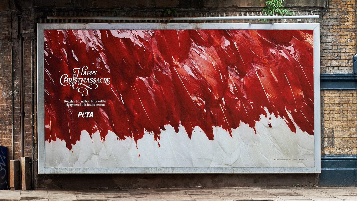 A billboard for PETA's Christmassacre campaign