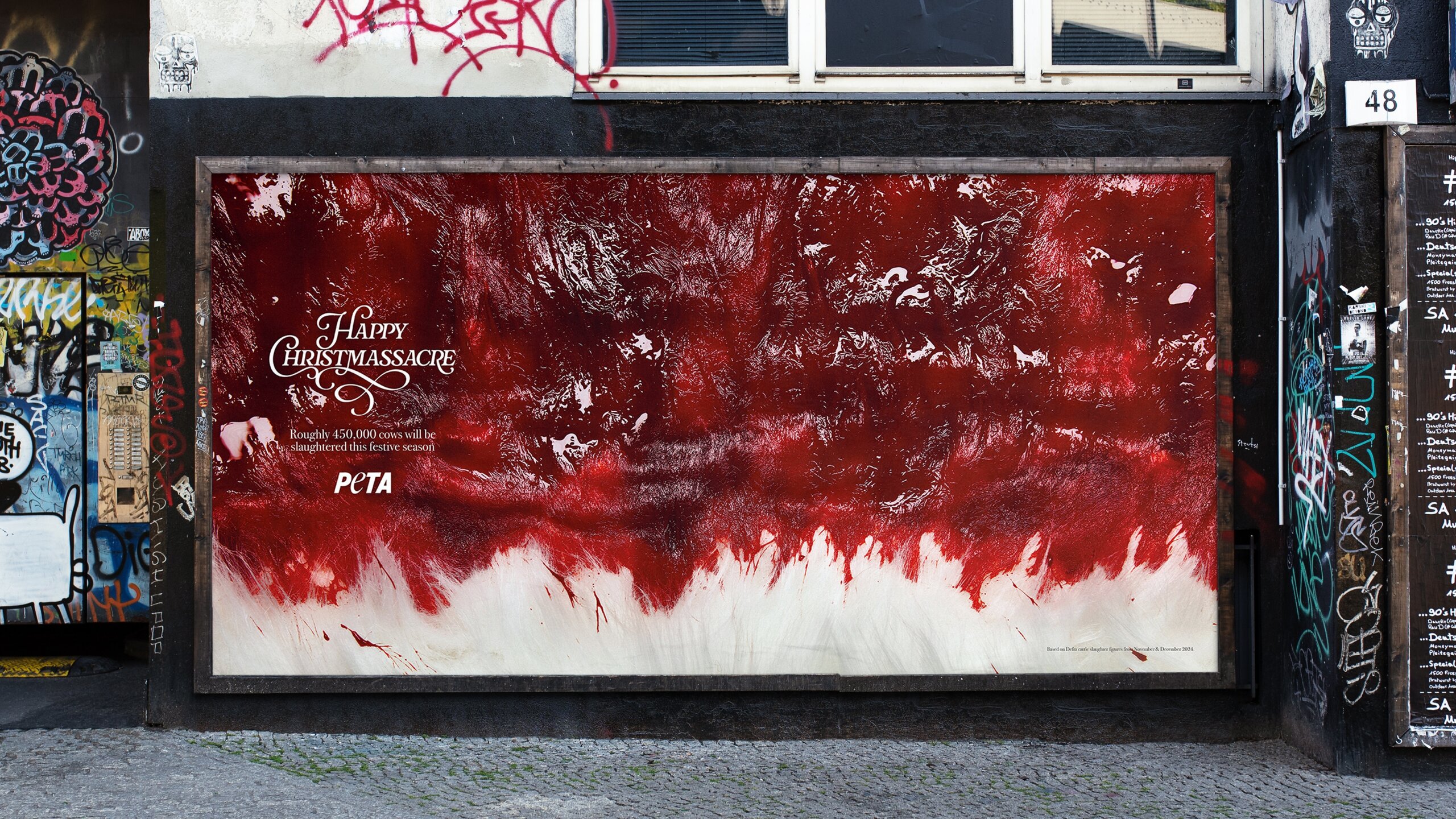 A billboard for PETA's Christmassacre campaign