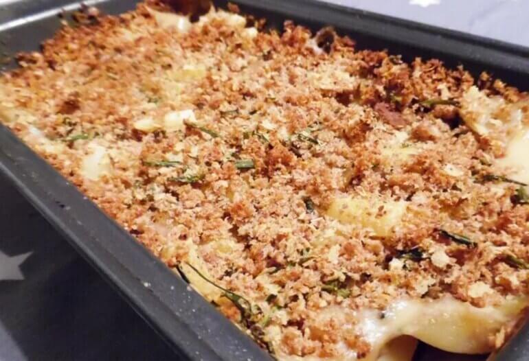 A cheesy gratin to be served at Thanksgiving