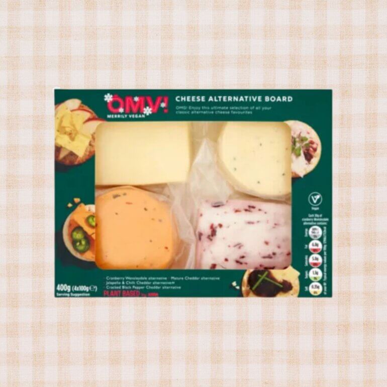A vegan cheese board selection pack from Asda's OMV