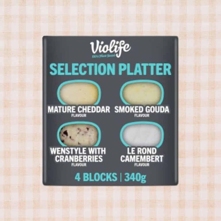 A Violife vegan cheese selection platter