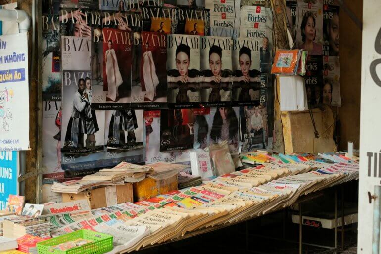 A selection of magazines, including Harper